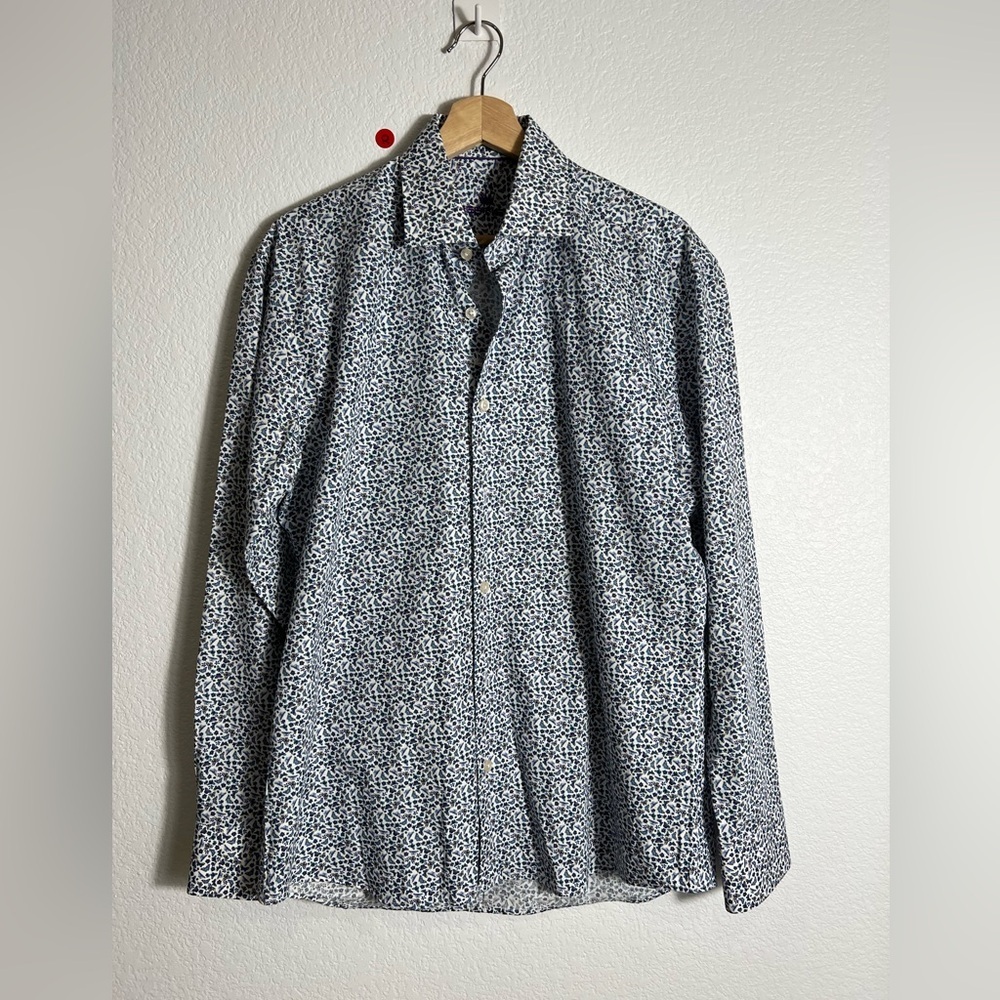 Bertigo Mens butterfly Print Short Sleeve Button long‎ sleeve Shirt M